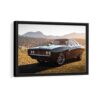 super charged muscel car framed canvas black frame