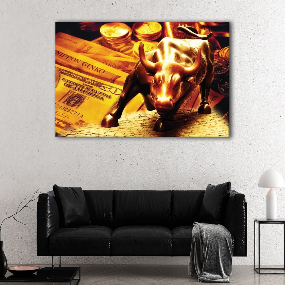 1 panels golden bull canvas art