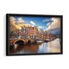 amsterdam twilight framed canvas black frame