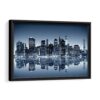 manhattan night skyline framed canvas black frame