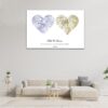 1 panels wedding heart map canvas art