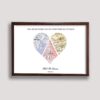 3 cities heart framed canvas walnut brown