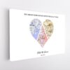 3 cities heart stretched canvas