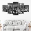 5 panels charlotte black & white skyline canvas art