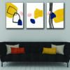 blue and yellow boho canvas wall decor