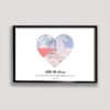 couple heart map framed canvas black frame