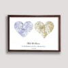 wedding heart map framed canvas walnut brown