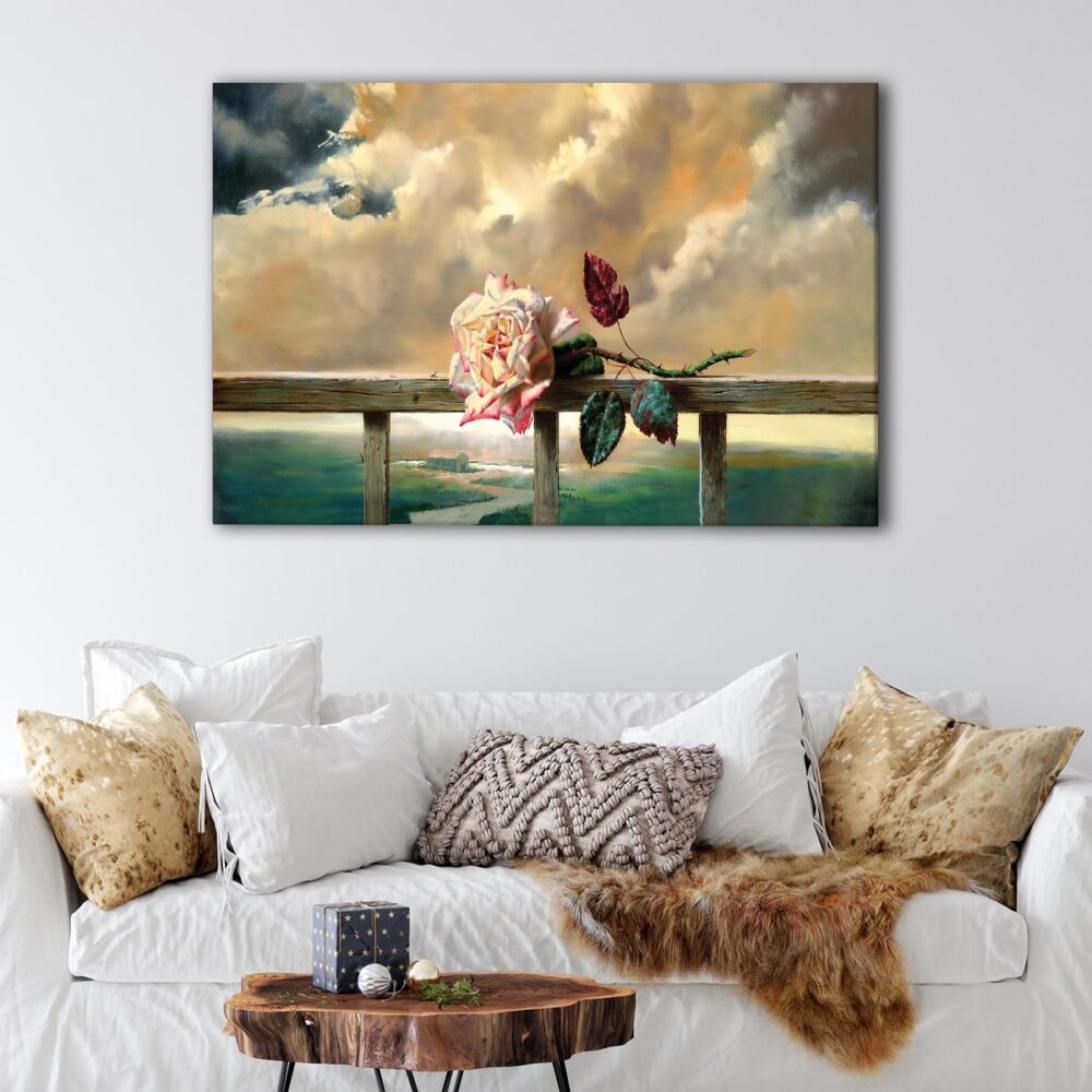 1 panels rose on the beach canvas art