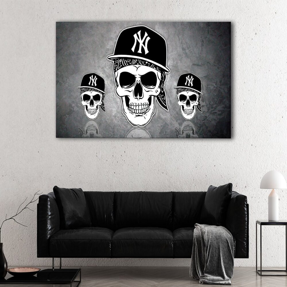 tableau crâne gangster des yankees