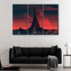 3 panels fantasy red mountain canvas art