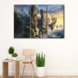 3 panels floating gardens canvas art