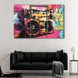 3 panels hip hop boombox canvas art