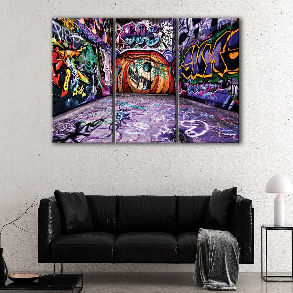 3 panels hip hop graffiti canvas art