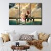 3 panels rose on the beach canvas art