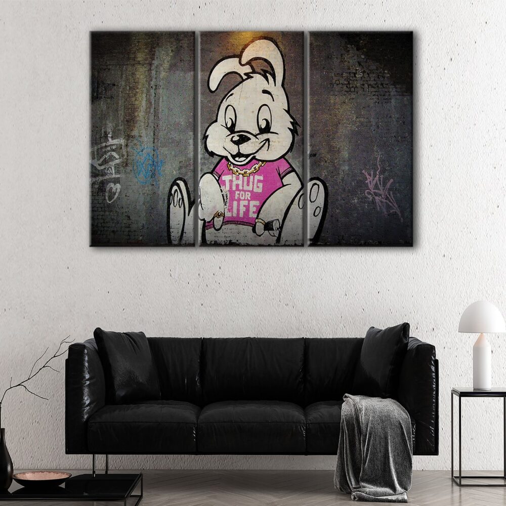 3 panels thug for life canvas art