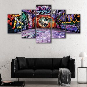 5 panels hip hop graffiti canvas art