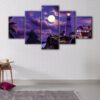 5 panels lighthouse under the moon canvas art