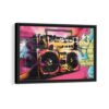 hip hop boombox framed canvas black frame