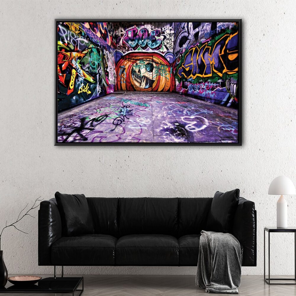 hip hop graffiti floating frame canvas