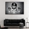tableau crâne gangster des yankees avec cadre flottant