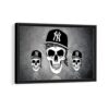 tableau crâne gangster des yankees avec cadre noir