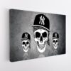 tableau sur toile imprimée crâne gangster des yankees