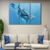 tableau tryptique baleine bleue
