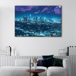 Los Angeles by Night Wall Art | Skyline Print | Canvas Art Bay