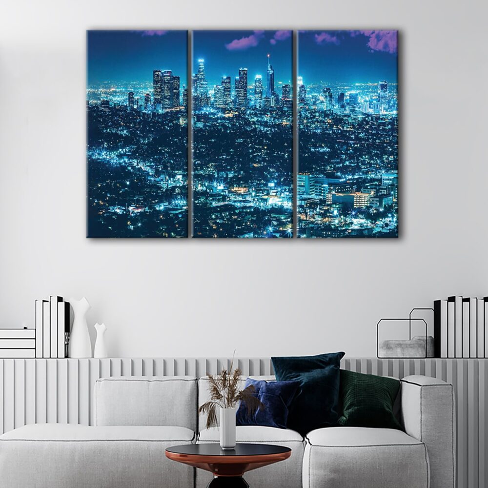 tableau tryptique los angeles la nuit