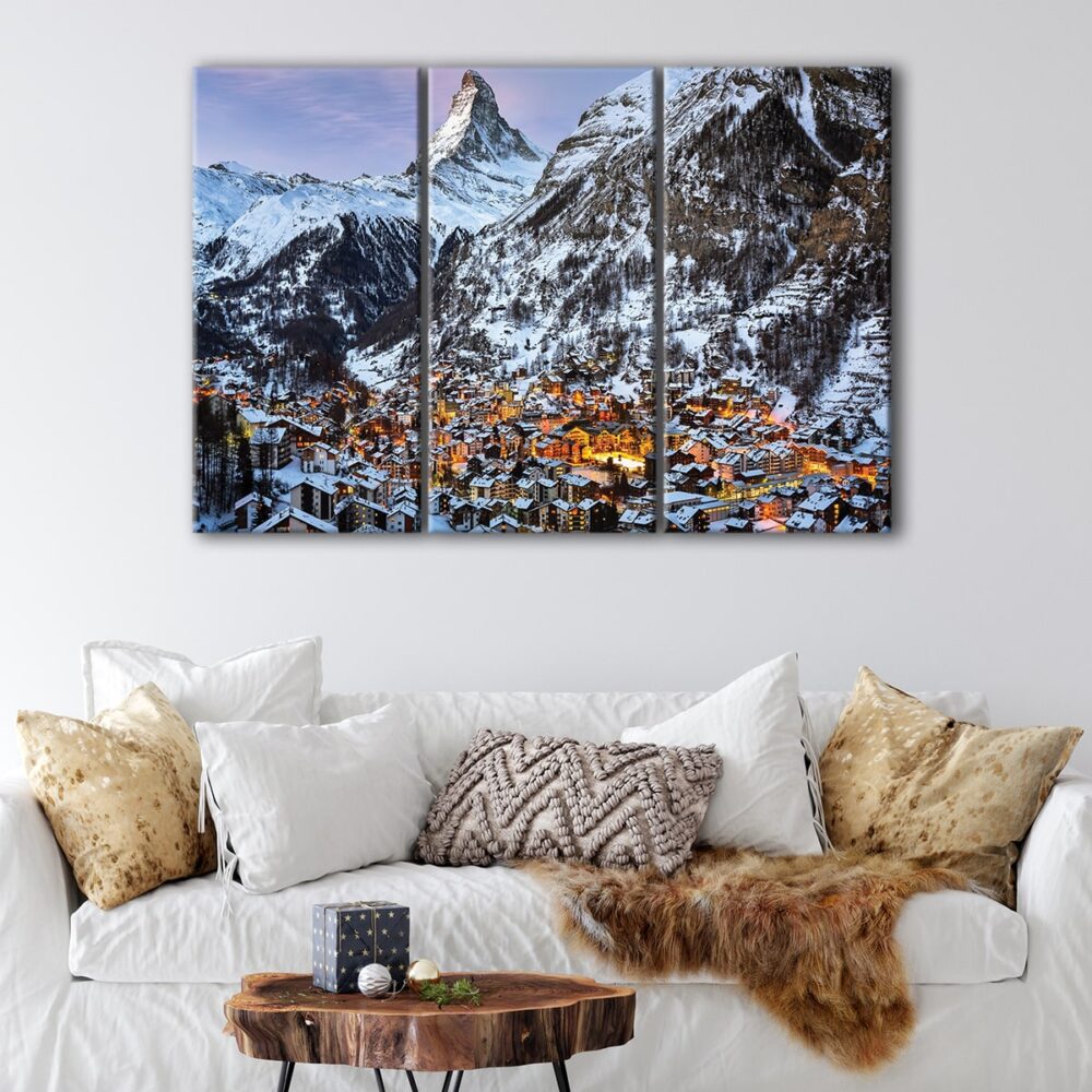 3 panels swiss alps canvas art