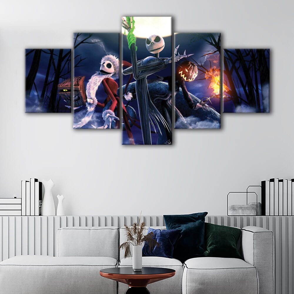 5 panneaux le cauchemar avant noël art sur toile