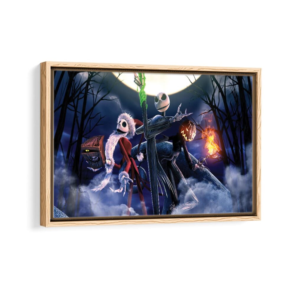 the nightmare before christmas framed canvas natural beige