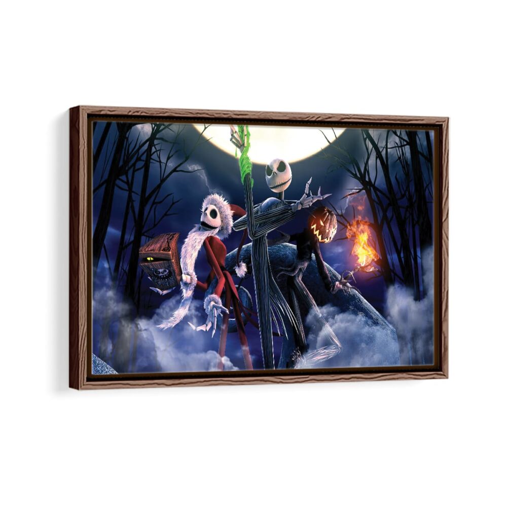 the nightmare before christmas framed canvas walnut brown