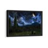 van gogh watching stars framed canvas black frame