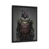 samurai pet portrait framed canvas black frame