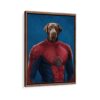 spiderman pet portrait framed canvas walnut brown