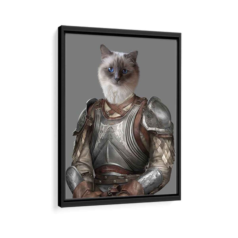 the knight pet portrait framed canvas black frame