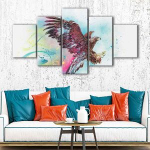 tableau aigle coloré 5 pièces
