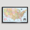 Colorful push pin usa map - black frame