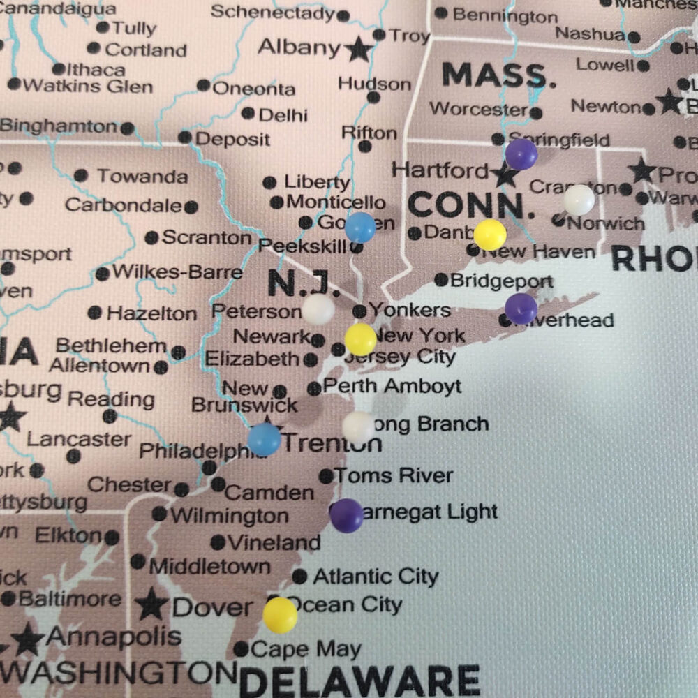 Push Pin Map USA National Parks west coast details