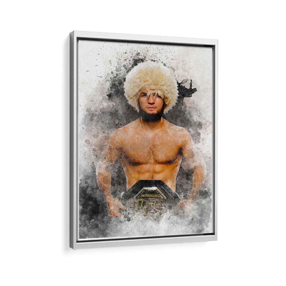 khabib nurmagomedov framed canvas white frame