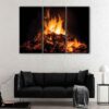 3 panels burning charcoal canvas art