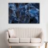 3 panels navy blue marble canvas art