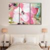 3 panels pink flower abstract canvas art
