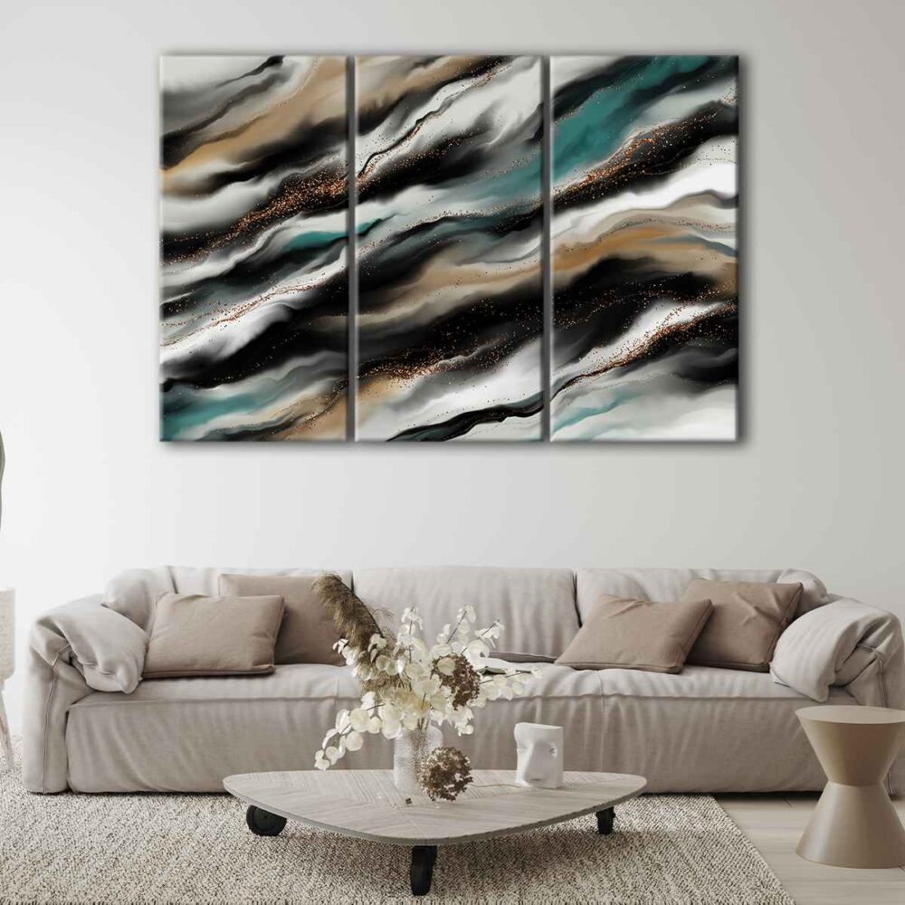  tableau tryptique vagues du ciel