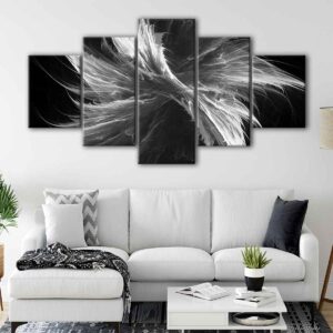 5 panels black explosion canvas art