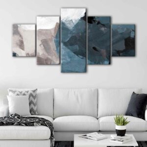 5 panels contemporary abstract canvas art