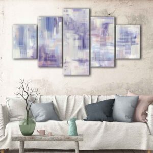 5 panels purple illusion canvas art