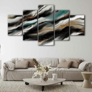 5 panels sky waves canvas art