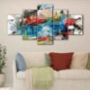 5 panels watercolor explosion canvas art